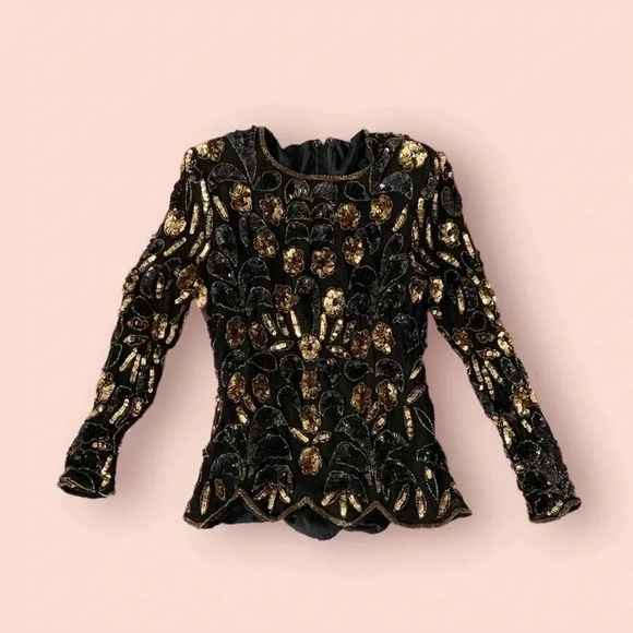 Beautiful vintage sequin long sleeve top - Picture 1 of 10